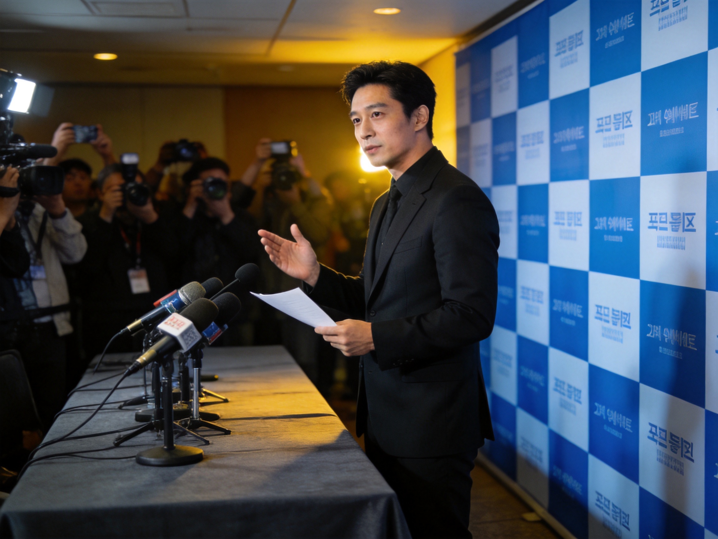 新闻发布会现场长桌话筒
